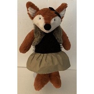 Anthropologie Mrs Fox Plush Stuffed Animal Black Hair Bow Faux Angora Sweater